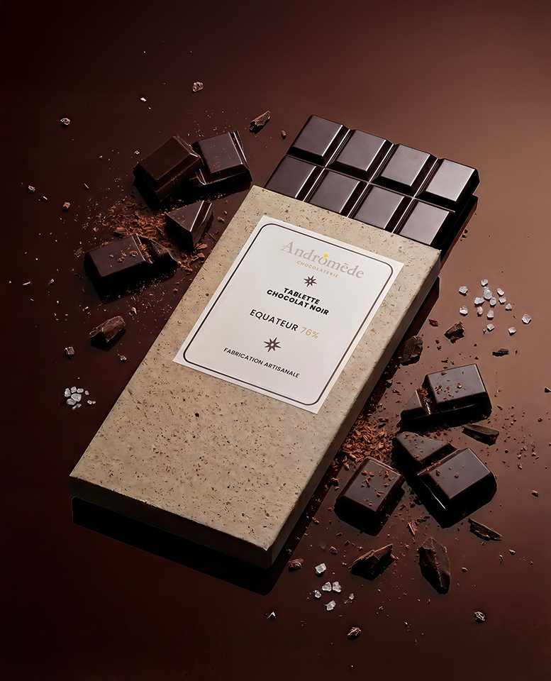 tablette de chocolat noir equateur et fleur de sel andromede