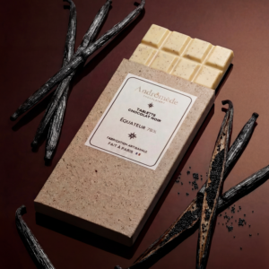tablette de chocolat blanc et vanille de madagascar, atelier andromede